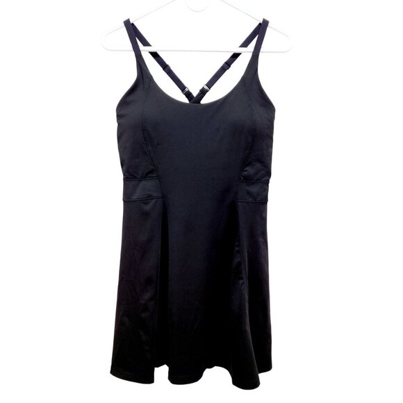 Black Crossback Athletic Tennis Dress With Adjustable Straps Flared Skirt Size S - Picture 6 of 12